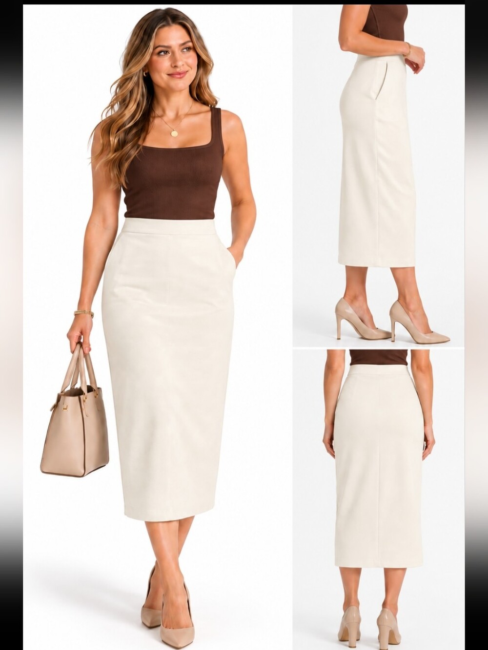 Lululemon Cream Midi Pencil Skirt Sz 4